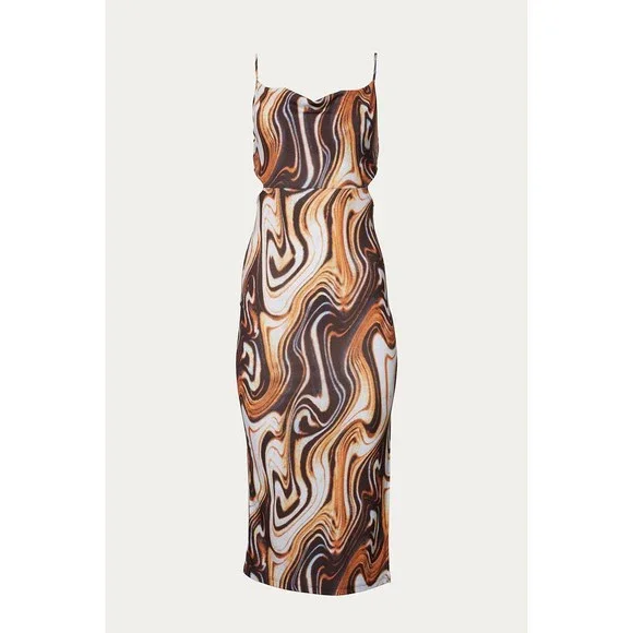 brown marble midi dress Patbo Moonlit Jersey Midi Dress
